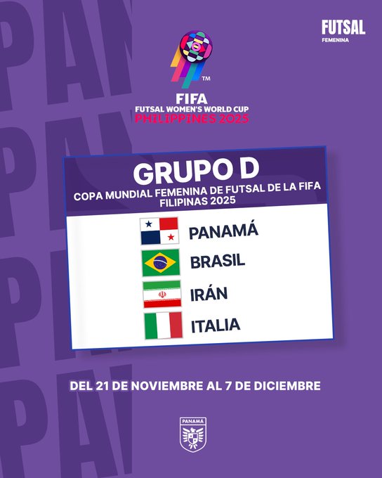 Panamá ya conoce sus rivales en la Copa Mundial Femenina de Futsal de la FIFA Filipinas 2025
